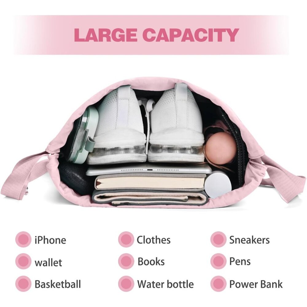 Pink Water-Resistant Drawstring Backpack With Wet… - image 6